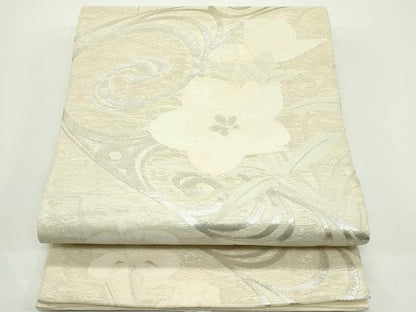 平和屋着物＊夏物　六通柄袋帯　杜若　桔梗　銀糸　正絹　逸品　CABJ8971rv