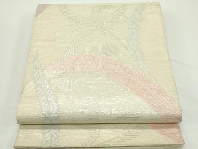 平和屋着物＊夏物　六通柄袋帯　草木文　銀糸　正絹　逸品　CABJ8972rv