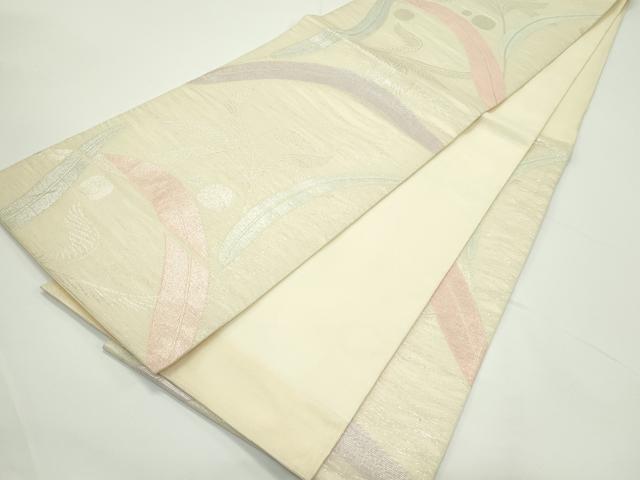 平和屋着物＊夏物　六通柄袋帯　草木文　銀糸　正絹　逸品　CABJ8972rv