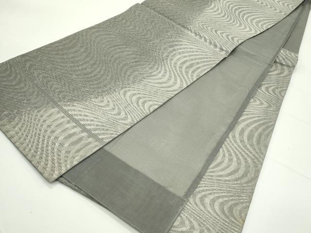 平和屋着物＊夏物　六通柄袋帯　流水文　銀通し地　正絹　逸品　CABJ8975rv