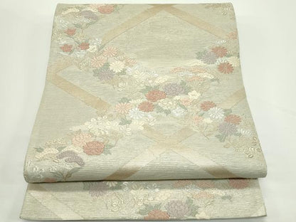 平和屋着物＊夏物　六通柄袋帯　唐織　竜田川　秋草文　金銀糸　正絹　逸品　CABJ8976rv