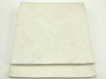 平和屋着物＊夏物　六通柄袋帯　萩芝草文　銀糸　正絹　逸品　CABJ8980rv