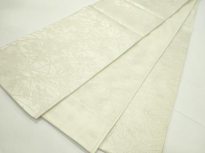 平和屋着物＊夏物　六通柄袋帯　萩芝草文　銀糸　正絹　逸品　CABJ8980rv