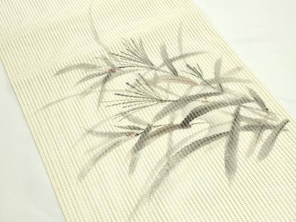平和屋着物＊夏物　八寸名古屋帯　作家物　手描き　草木文　CABJ8984rv