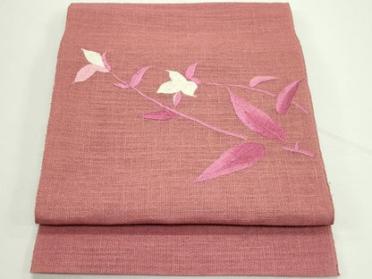 平和屋着物＊夏物　八寸名古屋帯　総刺繍　枝花文　CABJ8985rv