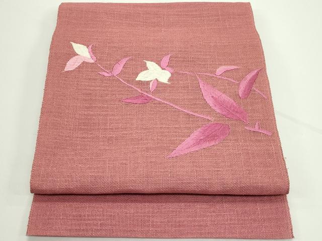 平和屋着物＊夏物　八寸名古屋帯　総刺繍　枝花文　CABJ8985rv