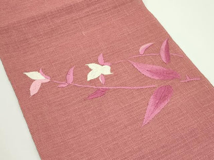 平和屋着物＊夏物　八寸名古屋帯　総刺繍　枝花文　CABJ8985rv