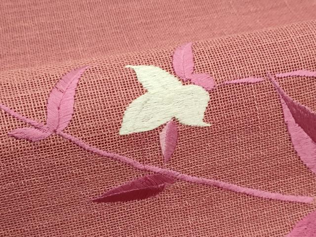 平和屋着物＊夏物　八寸名古屋帯　総刺繍　枝花文　CABJ8985rv