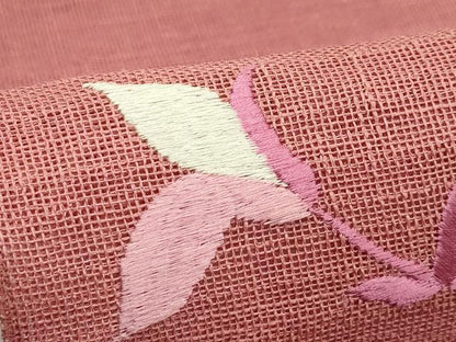 平和屋着物＊夏物　八寸名古屋帯　総刺繍　枝花文　CABJ8985rv