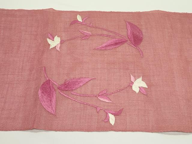 平和屋着物＊夏物　八寸名古屋帯　総刺繍　枝花文　CABJ8985rv