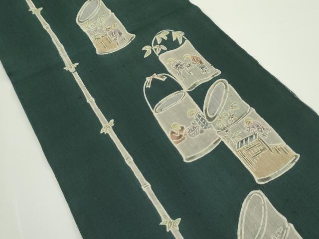 平和屋着物＊夏物　九寸開き名古屋帯　型染め　人物風景文　正絹　逸品　CABJ8986rv