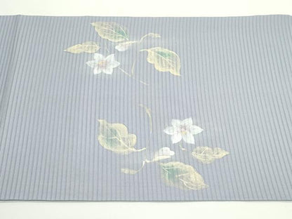 平和屋着物＊夏物　絽塩瀬　九寸開き名古屋帯　手描き　草花文　金銀彩　正絹　逸品　CABJ8988rv