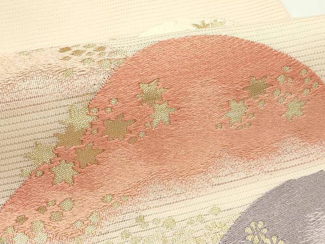 平和屋着物＊夏物　九寸名古屋帯　刺繍　遠山文　金糸　正絹　逸品　未使用　CABJ8989rv