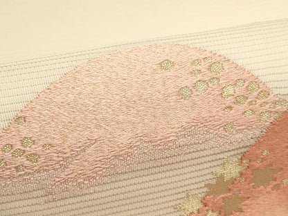 平和屋着物＊夏物　九寸名古屋帯　刺繍　遠山文　金糸　正絹　逸品　未使用　CABJ8989rv