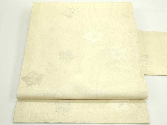 平和屋着物＊夏物　九寸名古屋帯　桔梗　銀糸　正絹　逸品　CABJ8990rv