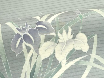平和屋着物＊夏物　絽塩瀬　九寸名古屋帯　杜若　銀彩　正絹　逸品　CABJ8991rv
