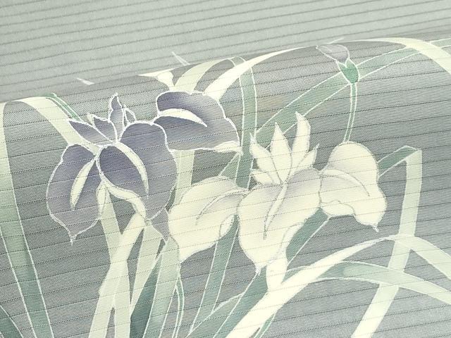 平和屋着物＊夏物　絽塩瀬　九寸名古屋帯　杜若　銀彩　正絹　逸品　CABJ8991rv