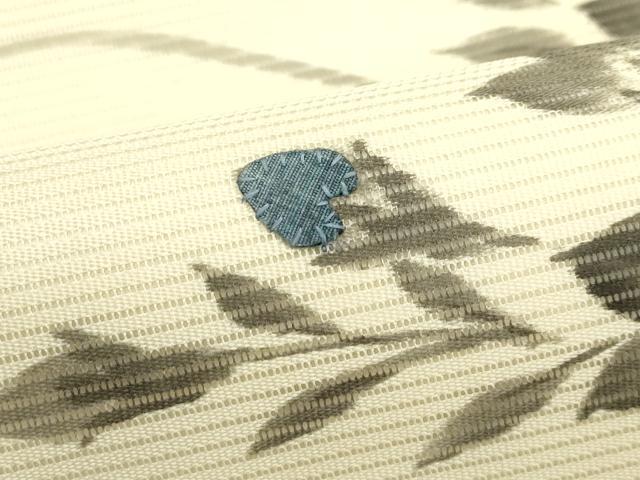 平和屋着物＊夏物　九寸名古屋帯　パッチワーク　手描き　桔梗　正絹　逸品　CABJ8992rv