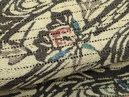 平和屋着物＊夏物　八寸名古屋帯　型染め　流水花文　自然布　逸品　CABJ8997rv