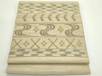 平和屋着物＊夏物　八寸名古屋帯　絣文様　正絹　逸品　CABJ8998rv