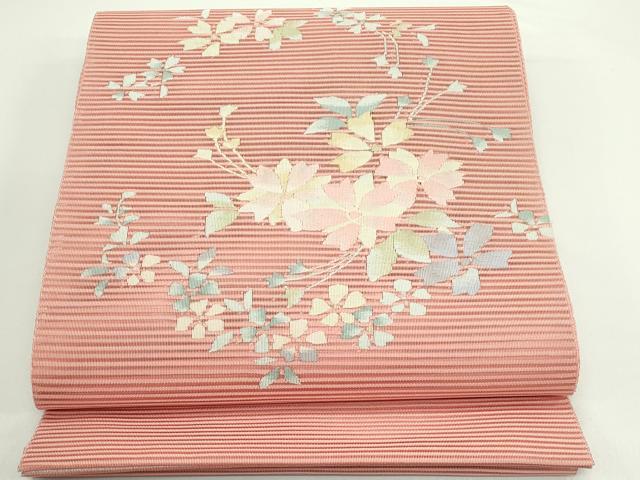 平和屋着物＊夏物　八寸名古屋帯　絽綴れ　草花文　正絹　逸品　CABJ9001rv