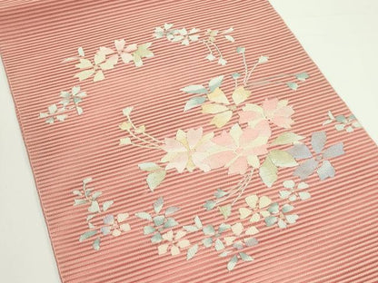 平和屋着物＊夏物　八寸名古屋帯　絽綴れ　草花文　正絹　逸品　CABJ9001rv