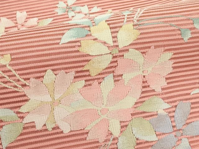 平和屋着物＊夏物　八寸名古屋帯　絽綴れ　草花文　正絹　逸品　CABJ9001rv