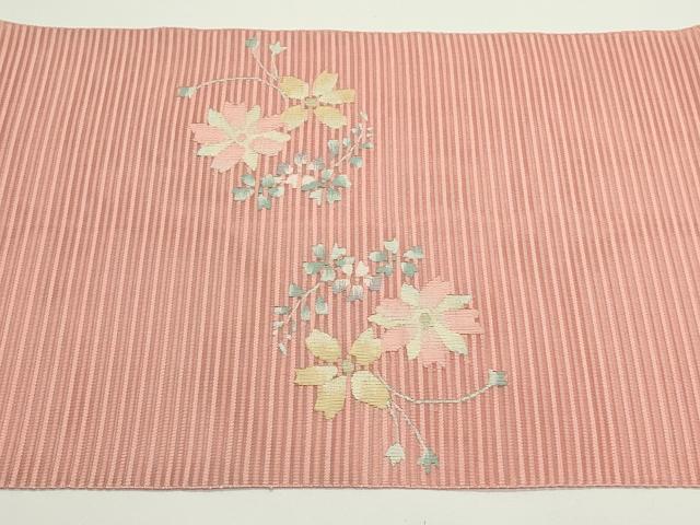 平和屋着物＊夏物　八寸名古屋帯　絽綴れ　草花文　正絹　逸品　CABJ9001rv