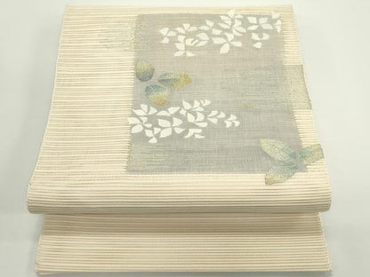 平和屋着物＊夏物　八寸名古屋帯　絽綴れ　草花文　金銀糸　正絹　逸品　CABJ9004rv