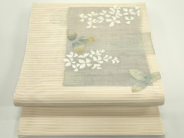 平和屋着物＊夏物　八寸名古屋帯　絽綴れ　草花文　金銀糸　正絹　逸品　CABJ9004rv