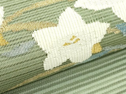 平和屋着物＊夏物　八寸名古屋帯　絽綴れ　流水桔梗文　金銀糸　正絹　逸品　CABJ9007rv