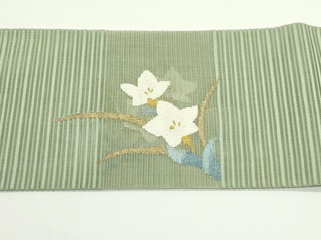 平和屋着物＊夏物　八寸名古屋帯　絽綴れ　流水桔梗文　金銀糸　正絹　逸品　CABJ9007rv