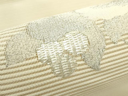 平和屋着物＊夏物　八寸名古屋帯　絽綴れ　草花文　銀糸　正絹　逸品　CABJ9008rv