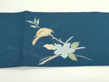 平和屋着物＊夏物　八寸名古屋帯　絽綴れ　花鳥文　金銀糸　正絹　逸品　CABJ9009rv