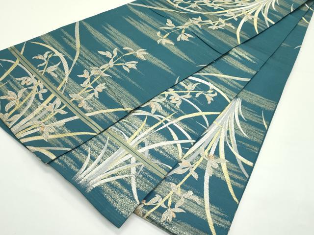 平和屋着物＊夏物　丸帯　引き抜き帯　杜若　金銀糸　正絹　逸品　CABJ9015rv