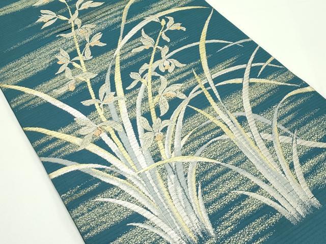 平和屋着物＊夏物　丸帯　引き抜き帯　杜若　金銀糸　正絹　逸品　CABJ9015rv
