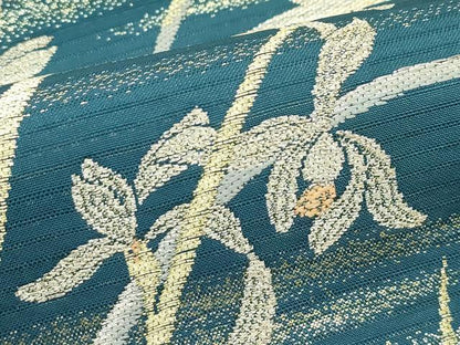 平和屋着物＊夏物　丸帯　引き抜き帯　杜若　金銀糸　正絹　逸品　CABJ9015rv