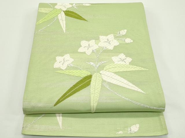 平和屋着物＊夏物　六通柄袋帯　唐織　枝花文　銀糸　正絹　逸品　CABJ9019rv
