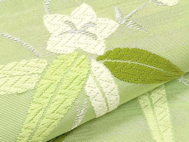 平和屋着物＊夏物　六通柄袋帯　唐織　枝花文　銀糸　正絹　逸品　CABJ9019rv