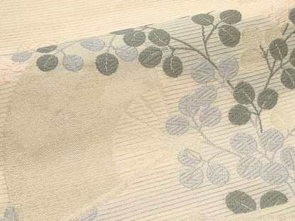 平和屋着物＊夏物　西陣　川島織物　六通柄袋帯　唐織　扇面秋草文　金糸　未使用　CABJ9024rv