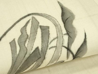 平和屋着物＊夏物　九寸開き名古屋帯　手描き　紬地　成り物　里芋　正絹　逸品　CABJ9027rv