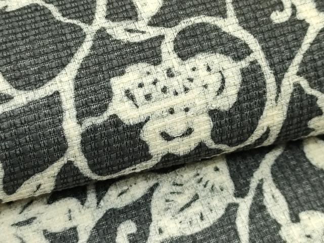 平和屋着物＊夏物　九寸開き名古屋帯　型染め　花唐草文　正絹　逸品　CABJ9028rv