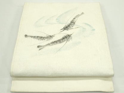 平和屋着物＊夏物　九寸名古屋帯　手描き　海老　正絹　逸品　CABJ9031rv
