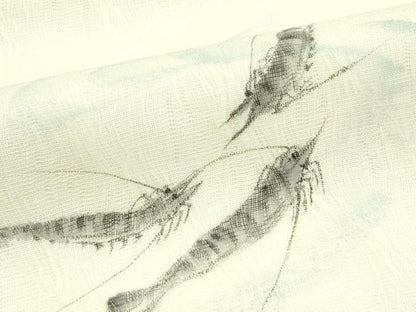 平和屋着物＊夏物　九寸名古屋帯　手描き　海老　正絹　逸品　CABJ9031rv