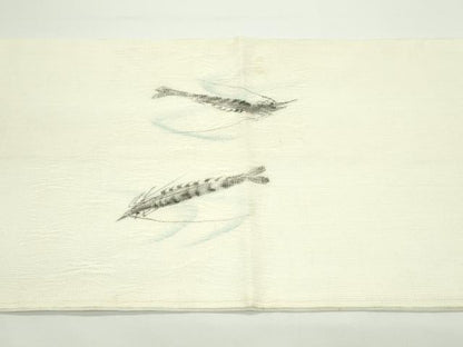 平和屋着物＊夏物　九寸名古屋帯　手描き　海老　正絹　逸品　CABJ9031rv