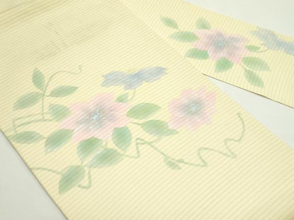 平和屋着物＊夏物　絽塩瀬　九寸名古屋帯　作家物　草花文　金銀彩　正絹　逸品　CABJ9034rv
