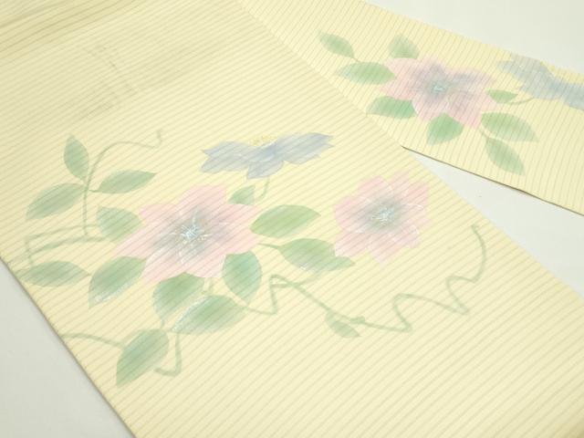 平和屋着物＊夏物　絽塩瀬　九寸名古屋帯　作家物　草花文　金銀彩　正絹　逸品　CABJ9034rv