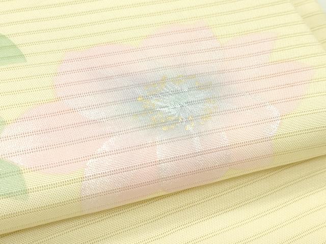 平和屋着物＊夏物　絽塩瀬　九寸名古屋帯　作家物　草花文　金銀彩　正絹　逸品　CABJ9034rv
