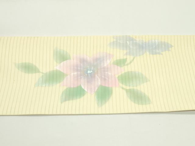 平和屋着物＊夏物　絽塩瀬　九寸名古屋帯　作家物　草花文　金銀彩　正絹　逸品　CABJ9034rv