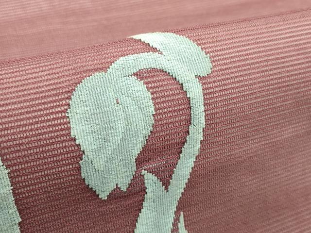 平和屋着物＊夏物　九寸名古屋帯　草花文　正絹　逸品　CABJ9035rv